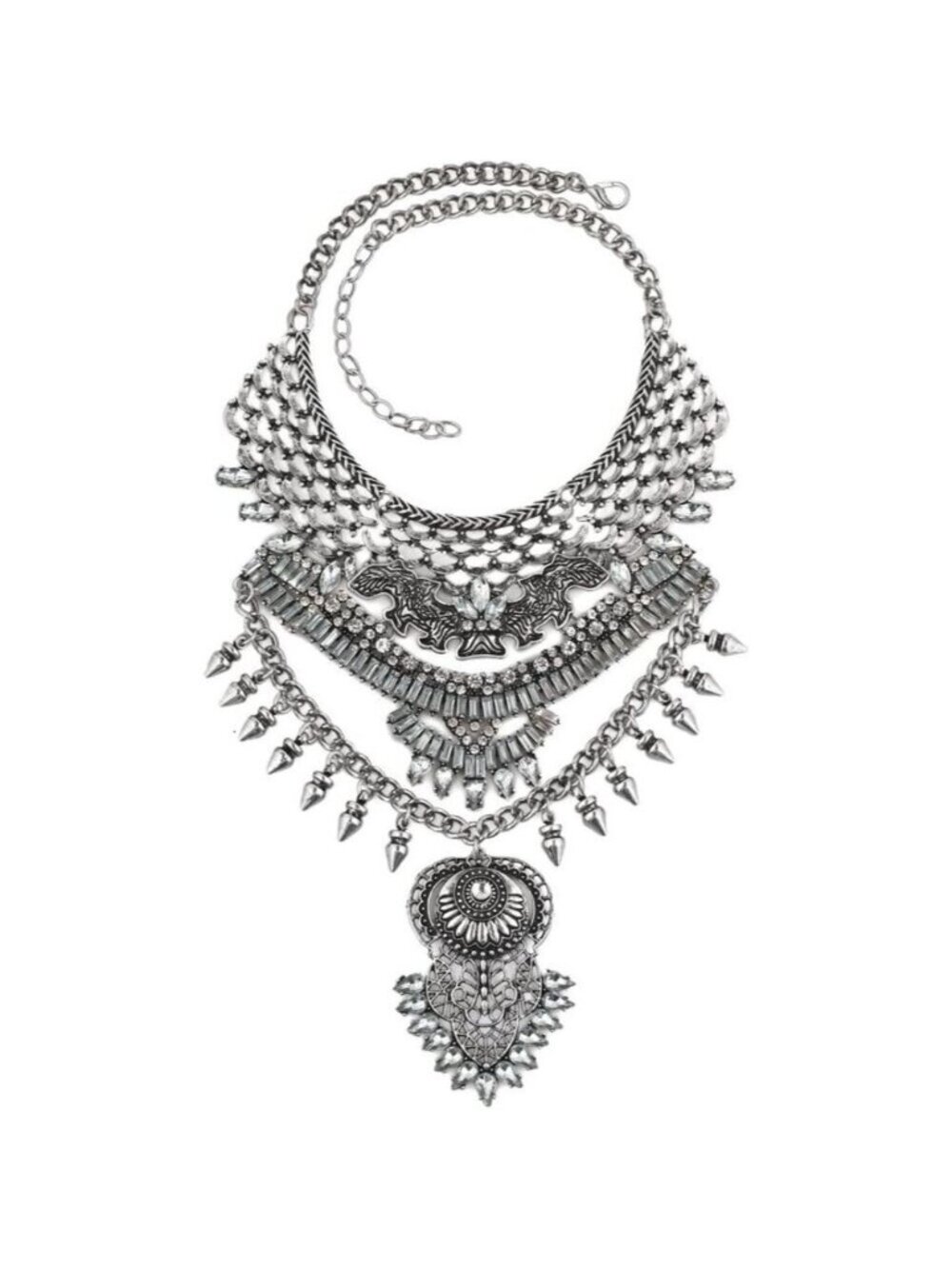 ReisJewelry Long Tassel Chunky Boho Coin Statement Necklace for Women